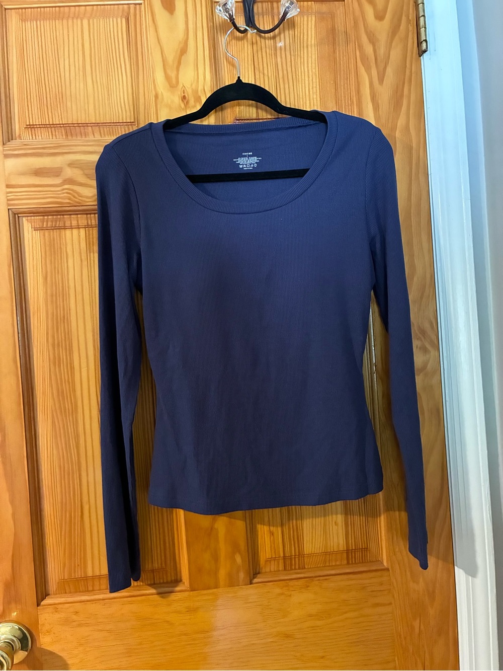 Chicme Women’s Long Sleeve Scoop Neck Comfort Ribbed Fit - built in bra